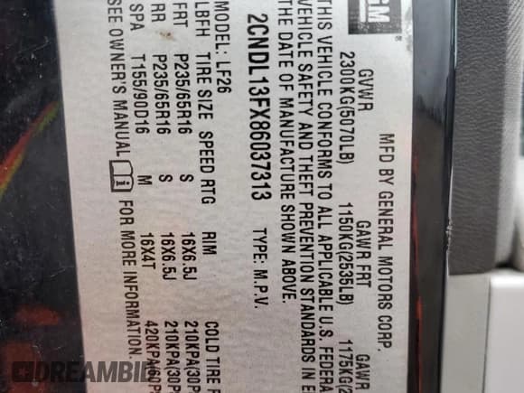 ✅ 2008 Chevrolet Equinox LS • VIN: 2CNDL13FX86037313 • Лот: 88660285. Опубликован ранее на Copart с пробегом 173 142 миль. Бесплатный доступ к архиву аукционных продаж из США и подробный отчёт об истории автомобиля на DreamBid. Изображение 14.