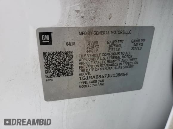 ✅ 2018 Chevrolet Volt LT • VIN: 1G1RA6S57JU138654 • Lot: 72207863. Wystawiony na Copart z przebiegiem Nie podano. Bezpłatny archiwum sprzedaży aukcyjnych z USA i szczegółowy raport historii pojazdu na DreamBid. Zdjęcie 14.