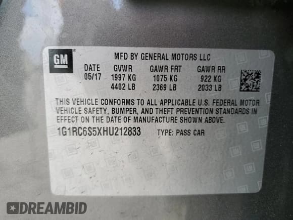 ✅ 2017 Chevrolet Volt LT • VIN: 1G1RC6S5XHU212833 • Lot: 50246834. Wystawiony na Copart z przebiegiem 60 160 mil. Bezpłatny archiwum sprzedaży aukcyjnych z USA i szczegółowy raport historii pojazdu na DreamBid. Zdjęcie 13.