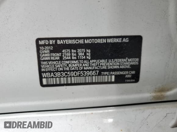 ✅ 2013 BMW 3 Series 328i xDrive • VIN: WBA3B3C59DF539667 • Lot: 60927645. Wystawiony na Copart z przebiegiem 140 698 mil. Bezpłatny archiwum sprzedaży aukcyjnych z USA i szczegółowy raport historii pojazdu na DreamBid. Zdjęcie 12.