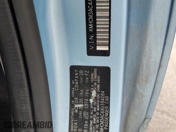 ✅ 2010 Hyundai Accent GS • VIN: KMHCM3AC4AU184084 • Лот: 86668675. Опубликован ранее на Copart с пробегом 130 465 миль. Бесплатный доступ к архиву аукционных продаж из США и подробный отчёт об истории автомобиля на DreamBid. Изображение 12.