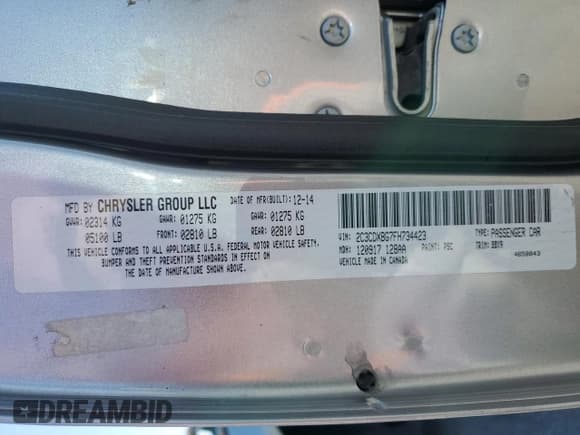 ✅ 2015 Dodge Charger SE • VIN: 2C3CDXBG7FH734423 • Лот: 57826835. Опубликован ранее на Copart с пробегом 121 937 миль. Бесплатный доступ к архиву аукционных продаж из США и подробный отчёт об истории автомобиля на DreamBid. Изображение 12.