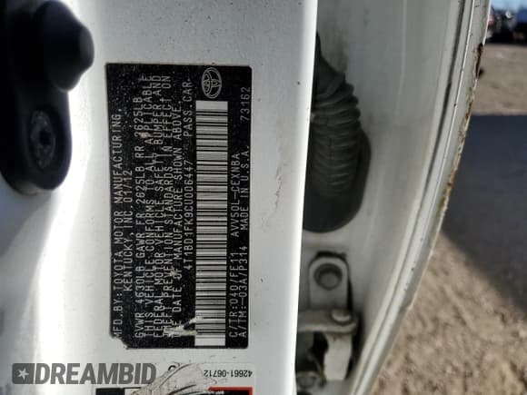 ✅ 2012 Toyota Camry LE • VIN: 4T1BD1FK9CU006447 • Lot: 91245185. Listed on Copart with 227,407 mi. Free auction sales archive from the USA and detailed vehicle history report at DreamBid. Image 12.