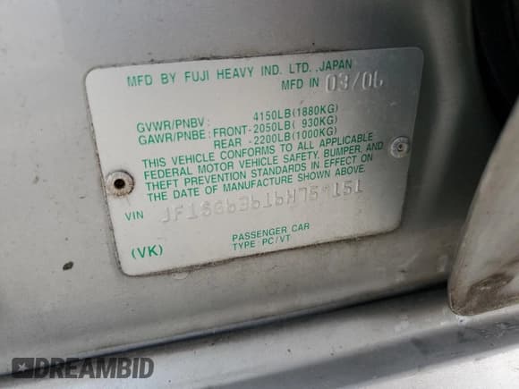 ✅ 2006 Subaru Forester X • VIN: JF1SG63616H759151 • Lot: 90609635. Listed on Copart with 138,670 mi. Free auction sales archive from the USA and detailed vehicle history report at DreamBid. Image 12.