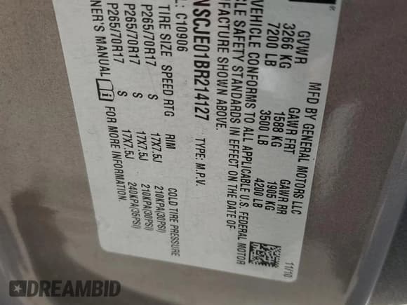 ✅ 2011 Chevrolet Suburban LT • VIN: 1GNSCJE01BR214127 • Lot: 45140314. Wystawiony na Copart z przebiegiem 273 257 mil. Bezpłatny archiwum sprzedaży aukcyjnych z USA i szczegółowy raport historii pojazdu na DreamBid. Zdjęcie 13.