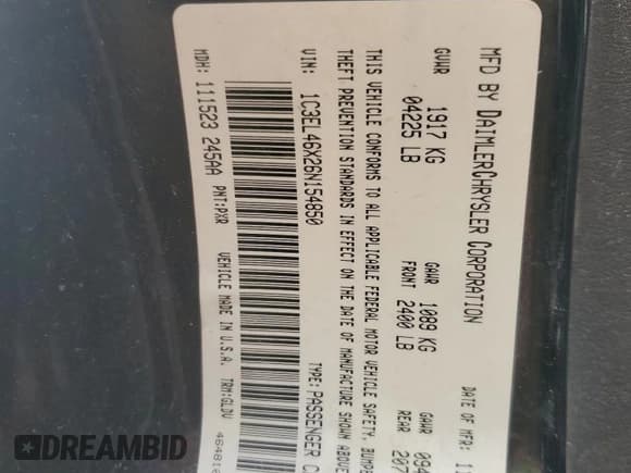 ✅ 2006 Chrysler Sebring • VIN: 1C3EL46X26N154850 • Лот: 66877035. Опубликован ранее на Copart с пробегом 143 194 миль. Бесплатный доступ к архиву аукционных продаж из США и подробный отчёт об истории автомобиля на DreamBid. Изображение 12.