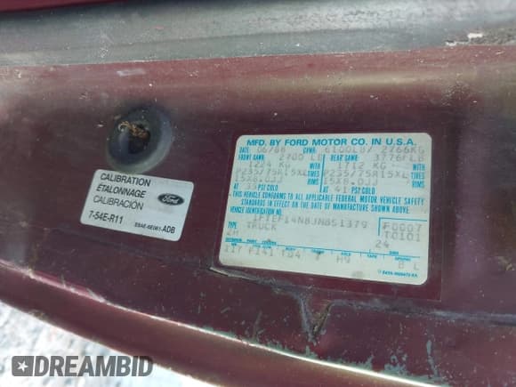 ✅ 1988 Ford F-150 • VIN: 1FTEF14N8JNB51379 • Лот: 41648852. Опубликован ранее на IAAI с пробегом 665 957 миль. Бесплатный доступ к архиву аукционных продаж из США и подробный отчёт об истории автомобиля на DreamBid. Изображение 9.