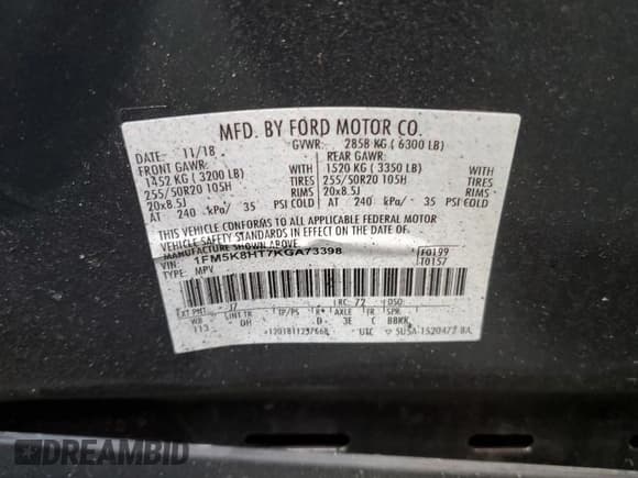 ✅ 2019 Ford Explorer Platinum • VIN: 1FM5K8HT7KGA73398 • Lot: 68919535. Wystawiony na Copart z przebiegiem 61 573 mil. Bezpłatny archiwum sprzedaży aukcyjnych z USA i szczegółowy raport historii pojazdu na DreamBid. Zdjęcie 13.