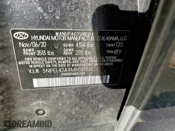 ✅ 2021 Hyundai Sonata SEL • VIN: 5NPEL4JA9MH091936 • Lot: 92226665. Wystawiony na Copart z przebiegiem 83 471 mil. Bezpłatny archiwum sprzedaży aukcyjnych z USA i szczegółowy raport historii pojazdu na DreamBid. Zdjęcie 12.