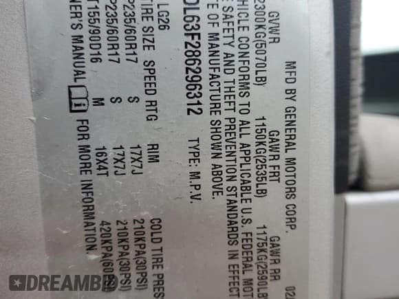 ✅ 2008 Chevrolet Equinox LT • VIN: 2CNDL63F286296312 • Лот: 70284254. Опубликован ранее на Copart с пробегом Не указан. Бесплатный доступ к архиву аукционных продаж из США и подробный отчёт об истории автомобиля на DreamBid. Изображение 16.