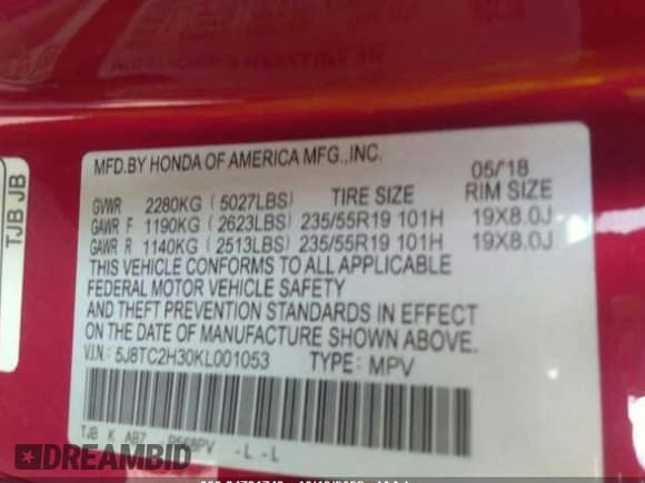 ✅ 2019 Acura RDX • VIN: 5J8TC2H30KL001053 • Лот: 34731749. Опубликован ранее на IAAI с пробегом 15 230 миль. Бесплатный доступ к архиву аукционных продаж из США и подробный отчёт об истории автомобиля на DreamBid. Изображение 9.