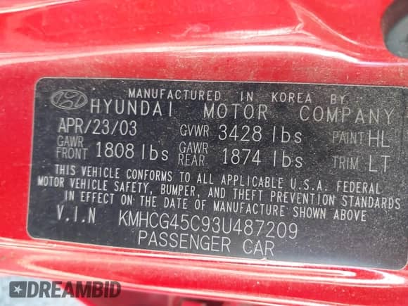 2003 Hyundai Accent GL z VIN KMHCG45C93U487209, wystawiony jako IAAI lot #41590636 z przebiegiem 118 811 mil mil oraz . Historia ofert i sprzedaży dostępna na DreamBid. Obrazek 9.