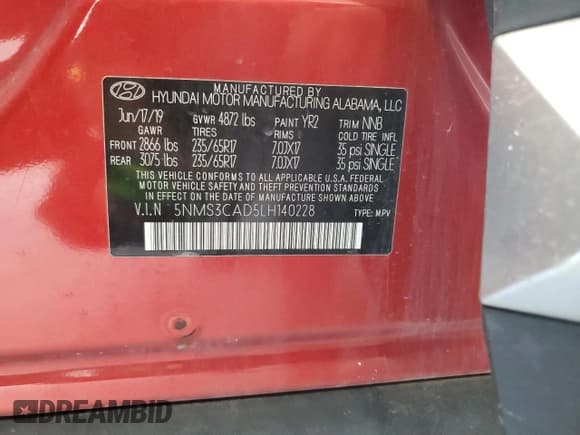 ✅ 2020 Hyundai Santa Fe SEL • VIN: 5NMS3CAD5LH140228 • Lot: 68333955. Wystawiony na Copart z przebiegiem 109 776 mil. Bezpłatny archiwum sprzedaży aukcyjnych z USA i szczegółowy raport historii pojazdu na DreamBid. Zdjęcie 13.