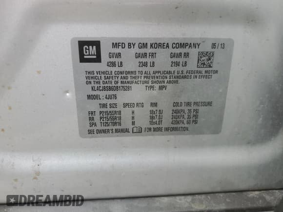 ✅ 2013 Buick Encore Convenience • VIN: KL4CJBSB6DB175281 • Lot: 93969875. Wystawiony na Copart z przebiegiem 177 330 mil. Bezpłatny archiwum sprzedaży aukcyjnych z USA i szczegółowy raport historii pojazdu na DreamBid. Zdjęcie 13.