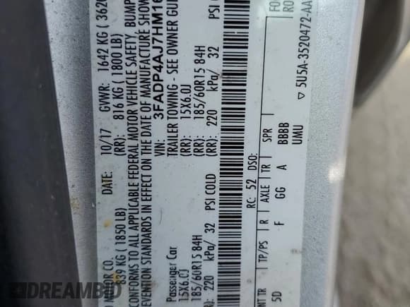 ✅ 2017 Ford Fiesta S • VIN: 3FADP4AJ7HM166140 • Лот: 89719045. Опубликован ранее на Copart с пробегом 80 869 миль. Бесплатный доступ к архиву аукционных продаж из США и подробный отчёт об истории автомобиля на DreamBid. Изображение 13.