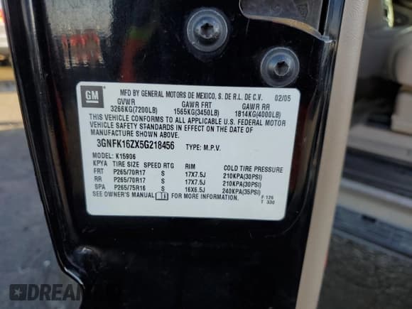 ✅ 2005 Chevrolet Suburban Z71 • VIN: 3GNFK16ZX5G218456 • Лот: 85324124. Опубликован ранее на Copart с пробегом 102 972 миль. Бесплатный доступ к архиву аукционных продаж из США и подробный отчёт об истории автомобиля на DreamBid. Изображение 13.