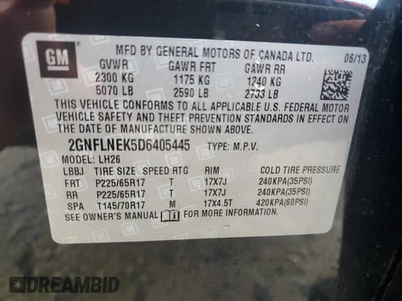 2013 Chevrolet Equinox LT z VIN 2GNFLNEK5D6405445, wystawiony jako Copart lot #90076305 z przebiegiem 110 992 mil mil oraz Czysty tytuł • Clean title. Historia ofert i sprzedaży dostępna na DreamBid. Obrazek 13.