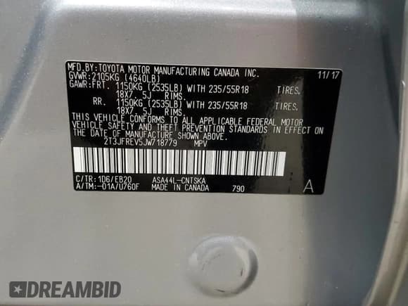 ✅ 2018 Toyota RAV4 SE • VIN: 2T3JFREV5JW718779 • Lot: 90089275. Listed on Copart with 29,765 mi. Free auction sales archive from the USA and detailed vehicle history report at DreamBid. Image 13.