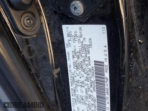 ✅ 2013 Toyota Tacoma • VIN: 5TFUU4EN2DX077967 • Lot: 89825375. Listed on Copart with Not provided. Free auction sales archive from the USA and detailed vehicle history report at DreamBid. Image 12.