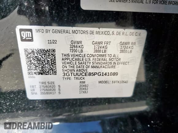 ✅ 2023 GMC Sierra 1500 Elevation • VIN: 3GTUUCE85PG141089 • Лот: 56396495. Опубликован ранее на Copart с пробегом 81 703 миль. Бесплатный доступ к архиву аукционных продаж из США и подробный отчёт об истории автомобиля на DreamBid. Изображение 13.