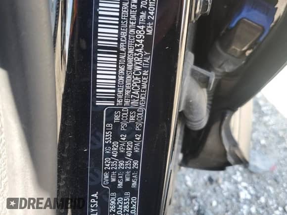 2024 Dodge Hornet R/T z VIN ZACPDFCWXR3A34984, wystawiony jako Copart lot #56155645 z przebiegiem 17 946 mil mil oraz Nie do naprawy • Non repairable. Historia ofert i sprzedaży dostępna na DreamBid. Obrazek 13.