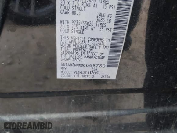 ✅ 2013 Nissan Pathfinder SV • VIN: 5N1AR2MMXDC668780 • Lot: 41160795. Listed on IAAI with 158,610 mi. Free auction sales archive from the USA and detailed vehicle history report at DreamBid. Image 9.