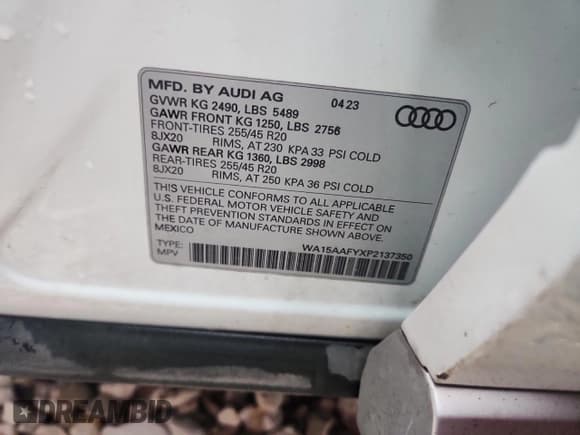 ✅ 2023 Audi Q5 Sportback S line Premium Plus • VIN: WA15AAFYXP2137350 • Lot: 69102375. Wystawiony na Copart z przebiegiem 40 805 mil. Bezpłatny archiwum sprzedaży aukcyjnych z USA i szczegółowy raport historii pojazdu na DreamBid. Zdjęcie 13.