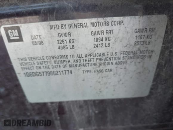 ✅ 2008 Cadillac CTS AWD • VIN: 1G6DG577980211774 • Лот: 43257342. Опубликован ранее на IAAI с пробегом 73 214 миль. Бесплатный доступ к архиву аукционных продаж из США и подробный отчёт об истории автомобиля на DreamBid. Изображение 9.