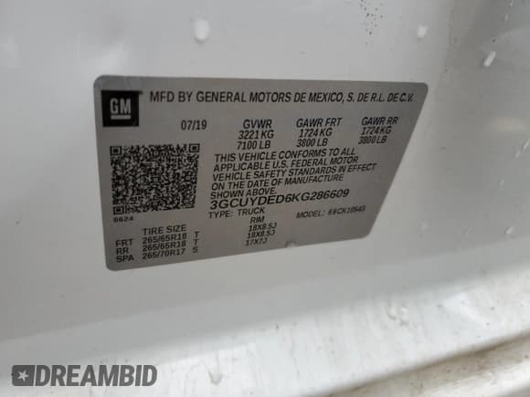 ✅ 2019 Chevrolet Silverado 1500 LT • VIN: 3GCUYDED6KG286609 • Lot: 78026784. Wystawiony na Copart z przebiegiem 86 607 mil. Bezpłatny archiwum sprzedaży aukcyjnych z USA i szczegółowy raport historii pojazdu na DreamBid. Zdjęcie 12.