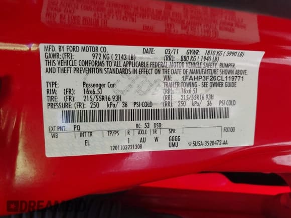 ✅ 2012 Ford Focus SE • VIN: 1FAHP3F26CL119771 • Lot: 43596146. Listed on IAAI with 166,006 mi. Free auction sales archive from the USA and detailed vehicle history report at DreamBid. Image 9.