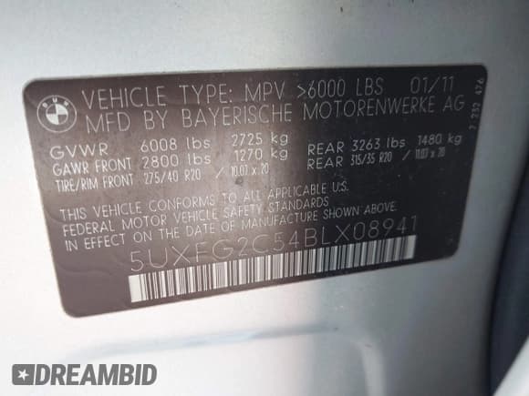 ✅ 2011 BMW X6 35i • VIN: 5UXFG2C54BLX08941 • Lot: 42751411. Listed on IAAI with 76,958 mi. Free auction sales archive from the USA and detailed vehicle history report at DreamBid. Image 9.