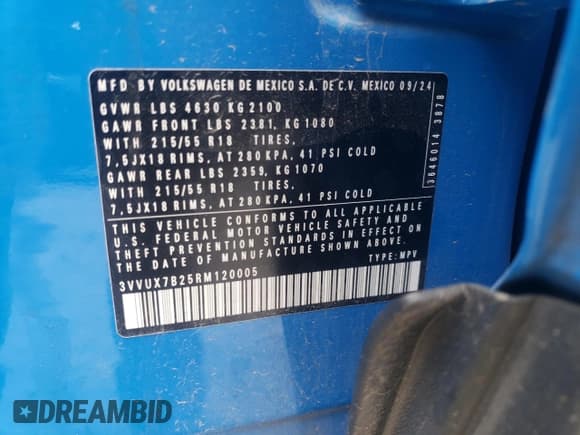 ✅ 2024 Volkswagen Taos SE • VIN: 3VVUX7B25RM120005 • Лот: 62525465. Опубликован ранее на Copart с пробегом 9 988 миль. Бесплатный доступ к архиву аукционных продаж из США и подробный отчёт об истории автомобиля на DreamBid. Изображение 13.