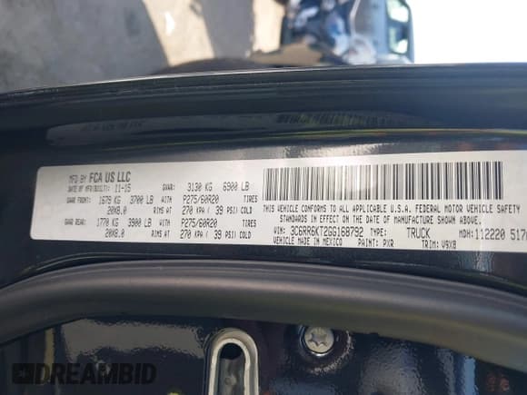 ✅ 2016 Ram 1500 Express • VIN: 3C6RR6KT2GG168792 • Lot: 42806690. Listed on IAAI with 132,857 mi. Free auction sales archive from the USA and detailed vehicle history report at DreamBid. Image 9.