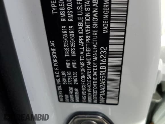 ✅ 2024 Porsche Macan • VIN: WP1AA2A55RLB16232 • Lot: 85819494. Listed on Copart with Not provided. Free auction sales archive from the USA and detailed vehicle history report at DreamBid. Image 13.