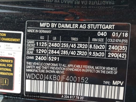 ✅ 2018 Mercedes-Benz GLC 300 • VIN: WDC0J4KB0JF400152 • Lot: 42325513. Listed on IAAI with 69,057 mi. Free auction sales archive from the USA and detailed vehicle history report at DreamBid. Image 9.