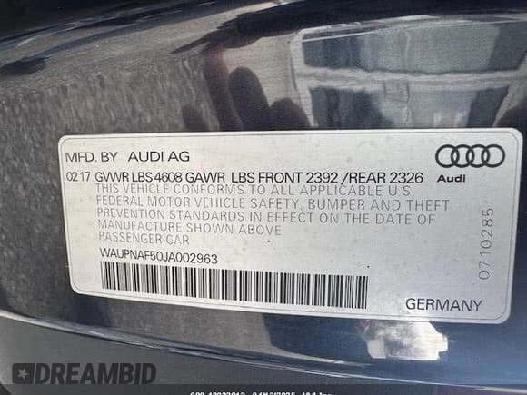 ✅ 2018 Audi A5 Premium Plus • VIN: WAUPNAF50JA002963 • Лот: 42033812. Опубликован ранее на IAAI с пробегом 173 092 миль. Бесплатный доступ к архиву аукционных продаж из США и подробный отчёт об истории автомобиля на DreamBid. Изображение 8.