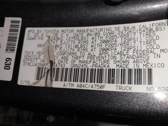 ✅ 2009 Toyota Tacoma • VIN: 3TMLU42N09M034743 • Lot: 41467696. Wystawiony na IAAI z przebiegiem 129 395 mil. Bezpłatny archiwum sprzedaży aukcyjnych z USA i szczegółowy raport historii pojazdu na DreamBid. Zdjęcie 9.