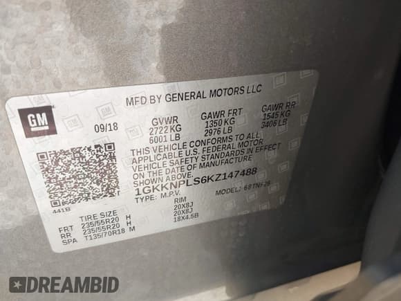 ✅ 2019 GMC Acadia Denali • VIN: 1GKKNPLS6KZ147488 • Lot: 42242832. Listed on IAAI with 50,628 mi. Free auction sales archive from the USA and detailed vehicle history report at DreamBid. Image 9.