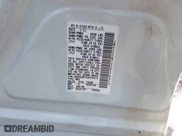 ✅ 2012 Nissan Rogue SV • VIN: JN8AS5MT3CW278414 • Лот: 42887994. Опубликован ранее на IAAI с пробегом 92 299 миль. Бесплатный доступ к архиву аукционных продаж из США и подробный отчёт об истории автомобиля на DreamBid. Изображение 9.