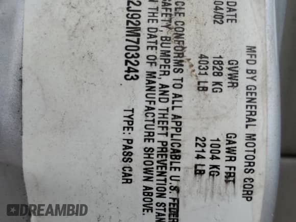 2002 Chevrolet Malibu z VIN 1G1ND52J92M703243, wystawiony jako Copart lot #70475054 z przebiegiem 57 797 mil mil oraz Szkoda całkowita • Salvage title. Historia ofert i sprzedaży dostępna na DreamBid. Obrazek 13.