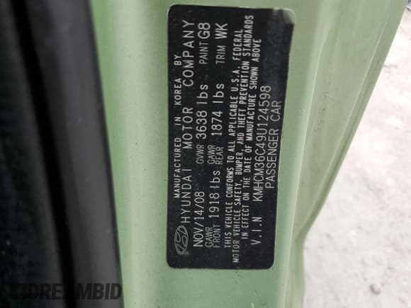 ✅ 2009 Hyundai Accent Auto GS • VIN: KMHCM36C49U124598 • Лот: 85755364. Опубликован ранее на Copart с пробегом 121 556 миль. Бесплатный доступ к архиву аукционных продаж из США и подробный отчёт об истории автомобиля на DreamBid. Изображение 12.