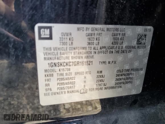 ✅ 2016 Chevrolet Tahoe LTZ • VIN: 1GNSKCKC7GR161521 • Лот: 70544905. Опубликован ранее на Copart с пробегом Не указан. Бесплатный доступ к архиву аукционных продаж из США и подробный отчёт об истории автомобиля на DreamBid. Изображение 14.