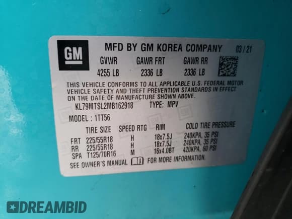 ✅ 2021 Chevrolet TrailBlazer RS • VIN: KL79MTSL2MB162918 • Лот: 91679305. Опубликован ранее на Copart с пробегом 75 916 миль. Бесплатный доступ к архиву аукционных продаж из США и подробный отчёт об истории автомобиля на DreamBid. Изображение 13.