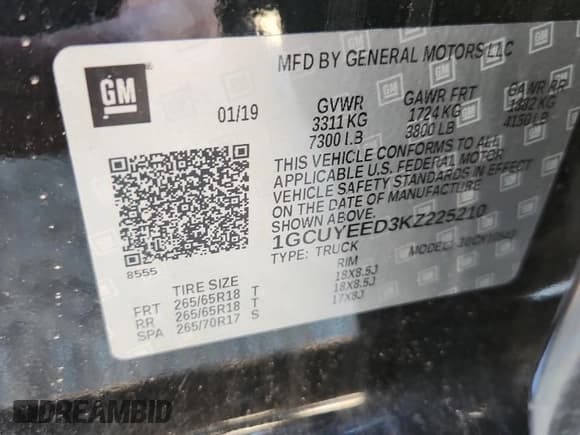 ✅ 2019 Chevrolet Silverado 1500 RST • VIN: 1GCUYEED3KZ225210 • Lot: 90432395. Listed on Copart with Not provided. Free auction sales archive from the USA and detailed vehicle history report at DreamBid. Image 12.