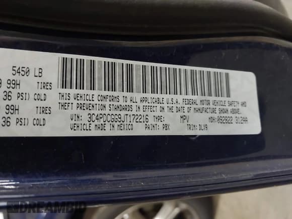 ✅ 2018 Dodge Journey Crossroad • VIN: 3C4PDCGG9JT172216 • Lot: 43007154. Listed on IAAI with 60,343 mi. Free auction sales archive from the USA and detailed vehicle history report at DreamBid. Image 9.