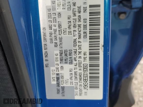 ✅ 2013 Mazda CX-5 Sport • VIN: JM3KE4BE8D0160683 • Lot: 88324655. Listed on Copart with 79,803 mi. Free auction sales archive from the USA and detailed vehicle history report at DreamBid. Image 15.