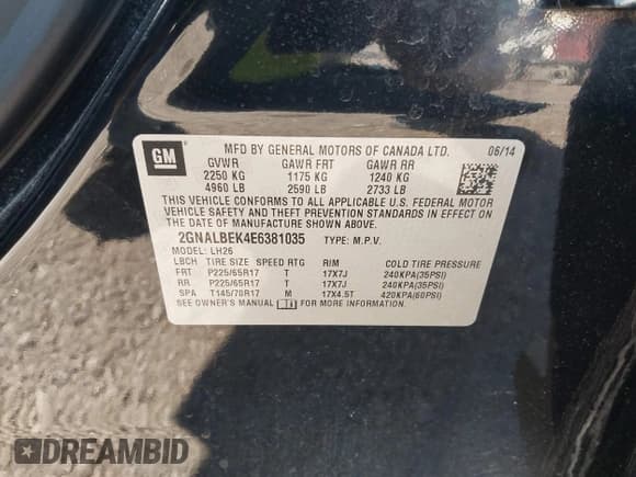 ✅ 2014 Chevrolet Equinox LT • VIN: 2GNALBEK4E6381035 • Lot: 43400499. Wystawiony na IAAI z przebiegiem 127 209 mil. Bezpłatny archiwum sprzedaży aukcyjnych z USA i szczegółowy raport historii pojazdu na DreamBid. Zdjęcie 9.