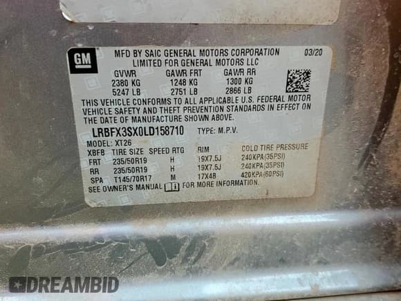 ✅ 2020 Buick Envision Premium • VIN: LRBFX3SX0LD158710 • Лот: 90618995. Опубликован ранее на Copart с пробегом 68 619 миль. Бесплатный доступ к архиву аукционных продаж из США и подробный отчёт об истории автомобиля на DreamBid. Изображение 13.