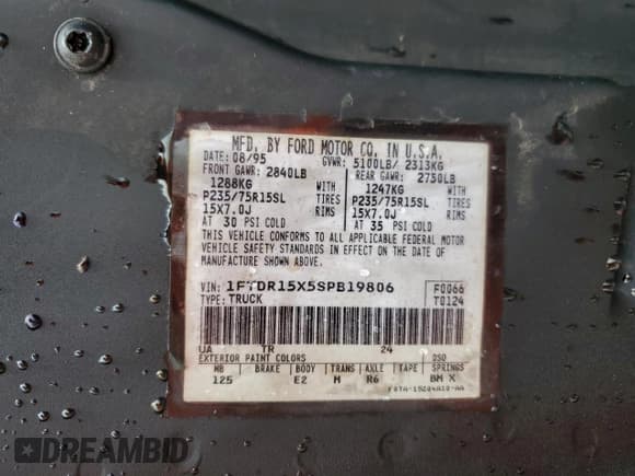 ✅ 1995 Ford Ranger XLT • VIN: 1FTDR15X5SPB19806 • Лот: 63230765. Опубликован ранее на Copart с пробегом 231 686 миль. Бесплатный доступ к архиву аукционных продаж из США и подробный отчёт об истории автомобиля на DreamBid. Изображение 13.