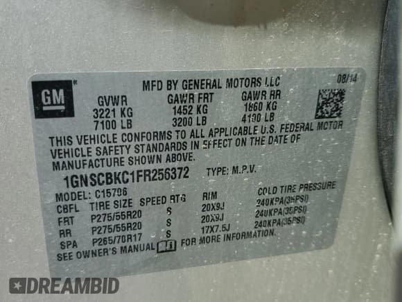 ✅ 2015 Chevrolet Tahoe LT • VIN: 1GNSCBKC1FR256372 • Lot: 84628615. Wystawiony na Copart z przebiegiem 166 921 mil. Bezpłatny archiwum sprzedaży aukcyjnych z USA i szczegółowy raport historii pojazdu na DreamBid. Zdjęcie 13.
